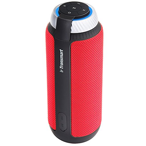 Tronsmart T6 25W Bluetooth Speaker with Dual-Driver 360 Degree Surround Sound, 15 Hours Playtime,33 Feet Bluetooth Range,and AUX cable,Portable Wireless Hands Free Calling for Outdoor Home Red
