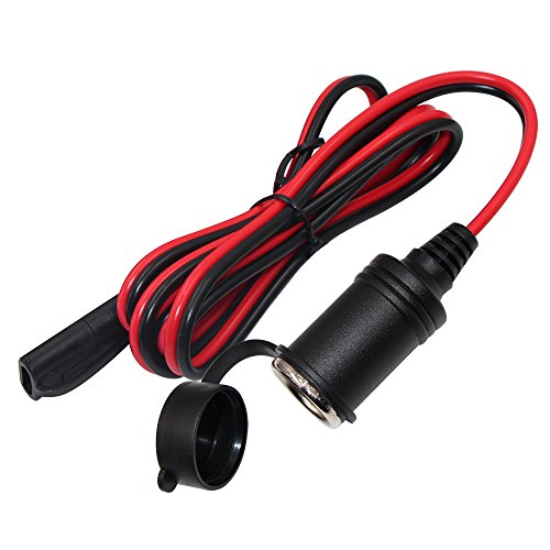 SAE to Motorcycle Female Cigarette Lighter Socket - 12V-24V Bike Power Extension Cable 6FT SAE 2 Pin Quick Release Connect Disconnect Plug 16AWG Heavy Duty Extension Cord (1 Pack)