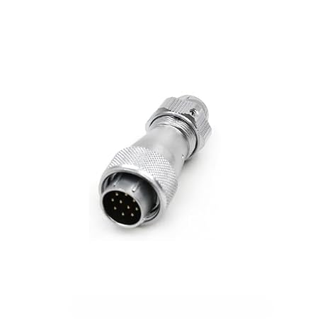 WF16 10-Pin Waterproof Connector, Male Straight Plug, Metal Clamping-Nut, TE Compatible