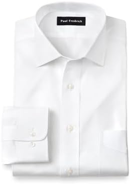 Paul Fredrick Mens Non-Iron Pinpoint Spread Collar Button Cuffs Dress Shirt