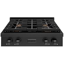 ZLINE 30 in. Paramount Gas Rangetop with 4 Brass Burners and Porcelain Cooktop in Black Stainless Steel (SRTB-BR-30)