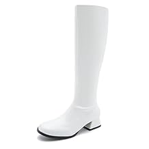 GOGO Boots for Women, Knee High Boots, Low Block Heel Zipper Boots Ladies Party Dance Shoes