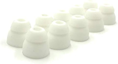 5 Pairs of Double Flange Replacement Earbud Tips fit Powerbeats, LG, Symphonized, iFrogz, Mpow, Skullcandy, Panasonic Headphones (White)