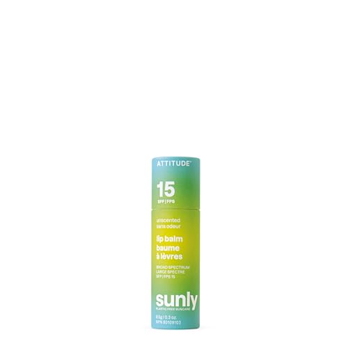 ATTITUDE Tinted Lip Balm with SPF 15, EWG Verified, Plastic-Free, Broad Spectrum UVAUVB Protection with Zinc Oxide, Vegan, Unscented, 0.3 Ounce