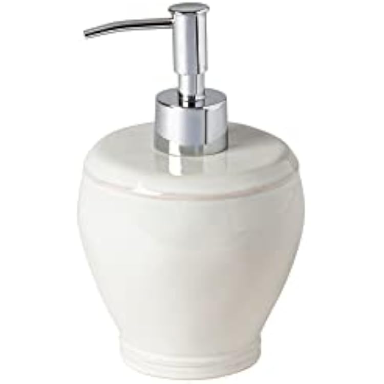 Casafina Ceramic Soap & Lotion Pump Dispenser - Fontana Collection, White | Stoneware Bathroom Accessories | Quality Bath Decor | 4 x 4.25, 14 oz.
