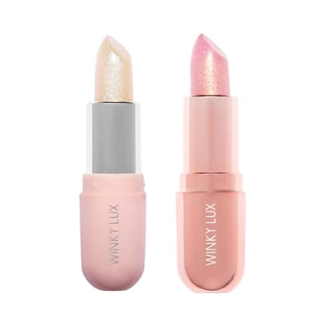 Winky Lux Unicorn Glimmer Balm & Rose Glimmer Balm Duo pH Lip Balm, Color Changing Lipstick and Tint, Sheer Pink Lipstick with Subtle Shimmer & Soft Vanilla Scent