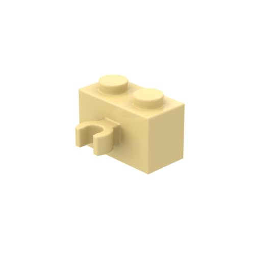 Gobricks 95820 Hinge Brick Brick Special 1x2 with Vertical Clip [Thick U Clip] 50 Pieces GDS-651 Compatible with Lego Building Blocks Color:Light Yellow 19