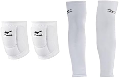 Mizuno LR6 Volleyball Kneepad, White, Medium Arm Sleeves, White, OSFM