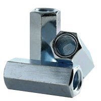 Reducer Hex Coupling Nuts 1/2"-13 to 3/8"-16 x W5/8" x 1-1/4" Reducer, A563 Grade A Steel, Zinc Plated (Quantity: 25) Thread Sizes: 1/2"-13 and 3/8"-16, Across the Flats: 5/8" / Length of Nut: 1 1/4"