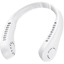 Neck Fan, Portable Hangning 360 Airflow Around Neck Fan USB Rechargeable Personal Fan, Wearable Hands Free Fan, Bladeless Mini Cooler Fan for Adult Children Outdoor (White)