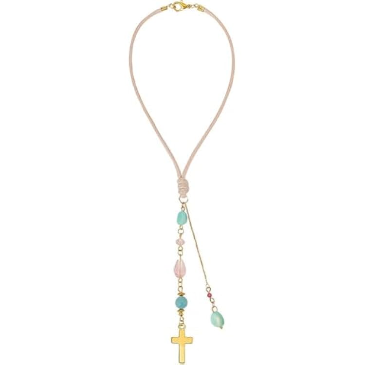 Cross Hanging Car Mirror Ornament Amazonite and Crystal Bead Charm Suncatcher Car Mirror Pendant Accessories Good Luck Keychain for Bag Window Cars Door Garden Balcony Home Decoration