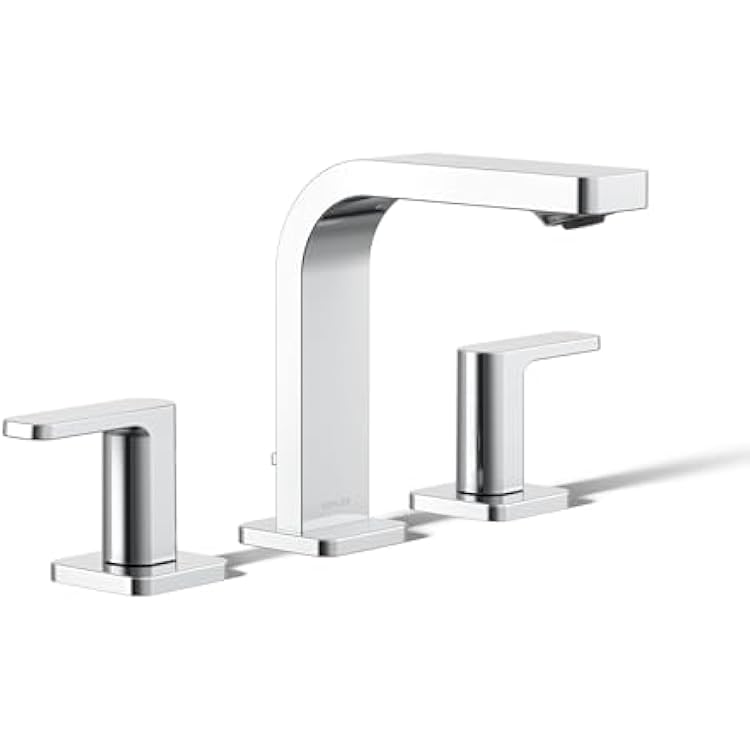 Kohler K-23484-4K-CP Parallel Widespread Bathroom Sink Faucet, 1.0 GPM, Lever Handles, Polished Chrome