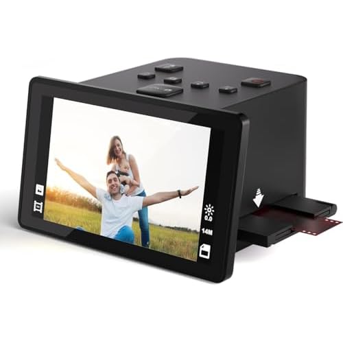 Digital Film Scanner, Slide & Negative Scanner with 5 LCD Screen, Converts Color & B&W Negatives & Slides 35mm, 135110 Films, Super 8 Slides to 22MP JPEG Digital Photos, Grey