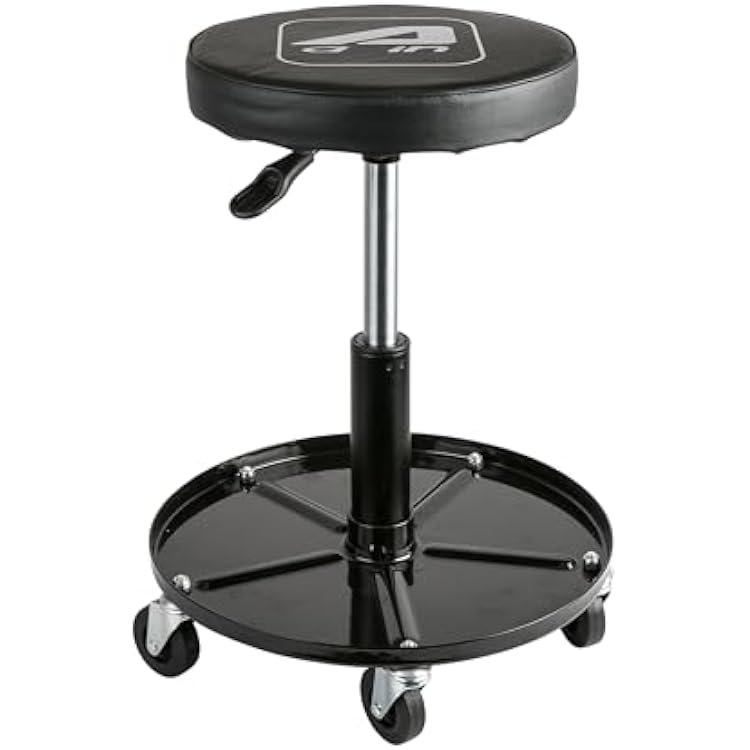 A A IN Heavy Duty Adjustable Rolling Seat, Garage Seat with Tool Tray, 15.3 to 20.2, 300 Pound