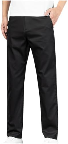 Mens Golf Pants Stretch Work Dress Pants Straight Tube Ice Silk Quick Dry Lightweight Casual Comfy Trousers with Pockets