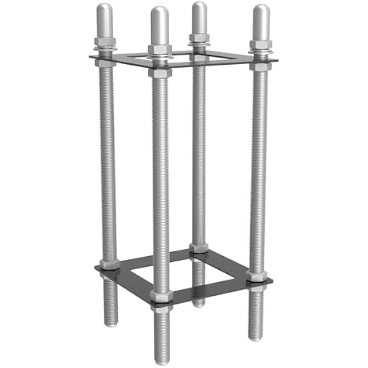 1 Pack Shade Sail Pole Base 12 Reinforced Base Frame Set for Shade Sail Pole Heavy Duty Support Awning Canopy Poles Rebar for Concrete Patio Soil Backyard Outdoor