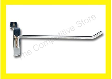 EZ-Mannequins 8" Chrome Metal Slatwall Hooks - Sturdy Display Hooks for Slat Wall Panels - Pack of 50-8 Inches Long Medium to Heavy Duty - 6mm Diameter & 30 Degree Tip for Easy Handling