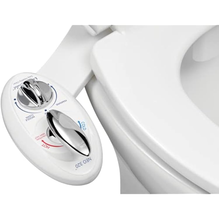LUXE Bidet NEO 320 - Warm Water, Dual Nozzle, Self-Cleaning, Non-Electric Bidet Attachment for Toilet Seat, Adjustable Water Pressure, Rear & Feminine Wash