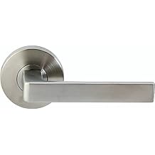 INOX RA Round Rosette TL4 Tubular Latch Passage Set with Tokyo Lever and 2-3/8-Inch Backset, Satin Stainless Steel RA345L461-32D