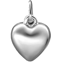 Sterling Silver Small Cute Puffed Heart Charm Necklace Pendant Bracelet Jewelry Polished Tiny Heart Gifts for Women (1 PCS)