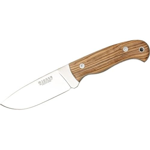 Joker Hunting and Hiking Knife Montes II CO58 with Olive Wood Handle, 4.33 inches Blade and Brown Leather Sheath, Tool for Fishing, Hunting, Camping and Hiking
