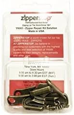 ZipperStop Wholesale - Zipper Repair Kit Solution, YKK Brand 5mm Metal Reversible Style Pulls- 3pcs with Top-Bottom Stoppers Made in USA in CLAMSHELL BOX W/HANGER (Antique brass)