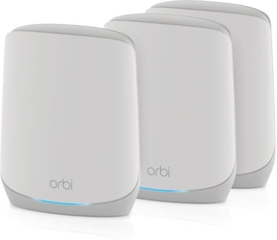 NETGEAR Orbi Tri-Band Wi-Fi 6 Mesh System RBK763S Router with 2 Satellite Extenders (Coverage up to 7,500 sq. ft, 75 Devices, AX5400 Up to 5.4Gbps)