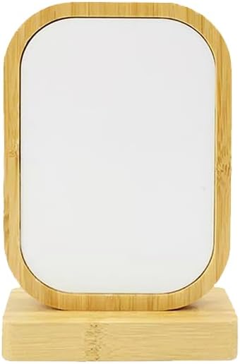 2PCS Magnetic Bamboo Base Photo Frame DIY Sublimation Blank Photo Suitable for commemorating weddings (Multiple Sizes) (Oval, white, No.)