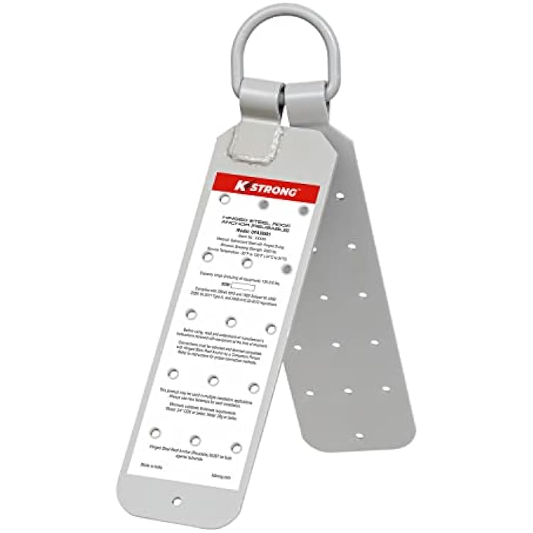 KStrong UFA30001 Hinged Reusable Steel Roof Anchor, ANSI Compliant, 20.47  Open x 3.01 520 x 76 mm, Silver