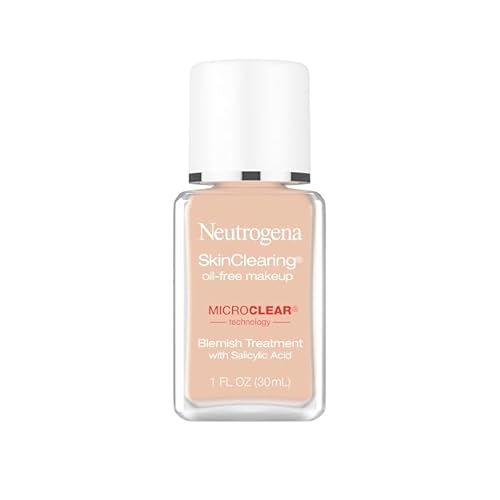 Neutrogena SkinClearing Oil-Free Acne and Blemish Fighting Liquid Foundation with.5% Salicylic Acid Acne Medicine, Shine Controlling Makeup for Acne Prone Skin, 30 Buff, 1 fl. oz