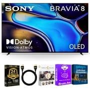 Sony 65-Inch BRAVIA 8 OLED 4K HDR Google TV Bundle XR OLED Contrast, Dolby Vision, 120Hz, Acoustic Surface Audio+, HDMI 2.1 w/ 24-Month CPS Protection Plan, UAX HDMI Cable, Streaming Bundle