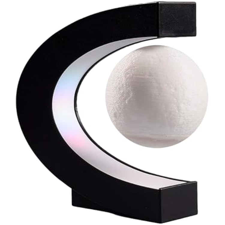 Personalized Magnetic Levitation Floating Moon with Wireless LED Lighting Anti Gravity Luna Cool Birthday Gift for Men Boys Boss Kids Office Home Desk Gadget Decor