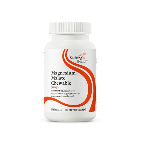Seeking Health Magnesium Malate Chewable - Mineral Supplement Supports Energy, Muscle Function & Nerve Function - Formula with Dimagnesium Malate to Support Absorption - 100 mg, 100 Chewable Tablets