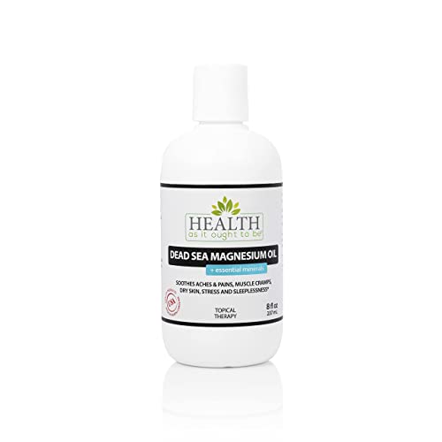 Health As It Ought To Be Dead Sea Magnesium Oil  Essential Minerals Supplement | Physician Formulated Calming, Soothes Aches, Pains, Cramps, Sleeplessness | 8 Ounce