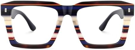 Zeelool Stylish Square Eyeglasses Frame with Non-prescription Clear Lens for Men Kenish ZJGA634947