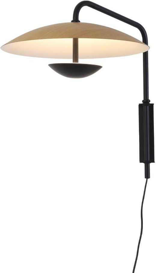 Wall Sconce Plug In, 12W LED Metal Wall Lights, Shade Ø 35 Cm(13 ¾") Wall Lamp W/Plug In Cord And Switch, Indoor Wall-Mounted Lighting Fixtures For Bedroom Living Room