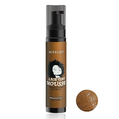 Womens Hair Mousse Foam 3.4 fl oz, Mocha Medium Brown, Natural Finishing Edge Control Lace Spray Glue for Lace Front Wigs, Toupees and Hair Pieces, Bold Hold Set