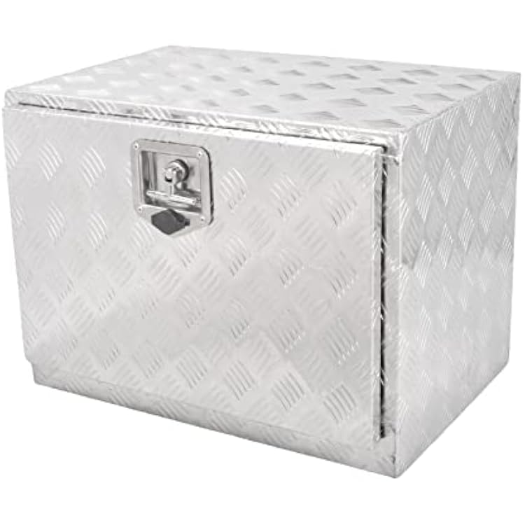 24 Inch Tool Box Truck Car Outdoor Trailer Pickup Underbody Toolbox,RV Storage Organizer,Underbed Tools Organizer WLock Latch wKeys,Silver Aluminum 5 Bar Tread Tool Box24X17X18