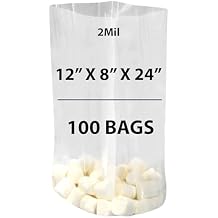 Clear Gusseted Bags, 2Mil 12" X 8" X 24" & 100 Bags | LDPE Material, For Food Packaging, Storage & Display | Heat Sealable Plastic Bag, Ideal for Bakery, Deli, Snacks, and Commercial Use