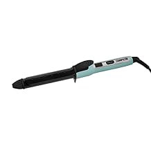 Cosmopolitan Wand Curling Iron, 1 1/4 Inch Hair Curler for Long and Short Hair, Dual Voltage Travel Hair Styler, Ceramic-Coated Barrel, Temperature from 300-400 F, Tongs for Men & Women, Blue & Silver
