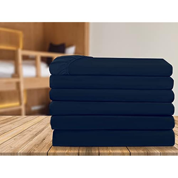 Elegant Comfort 6-Pack Fitted Bottom Sheets 1500 Thread Count Premium Hotel Quality, Deep Pocket, Wrinkle-Free, Stain and Fade Resistant, 6PACK Fitted Sheet, Queen, Navy
