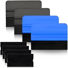 4 Pcs Felt Squeegee for Vinyl, 4 Inch Felt Edge Vinyl Squeegee Tool for Crafting Vinyl Application, Car Film Wrap, DIY Crafting, Window Tint Tools, Blue & Black Felt Scraper