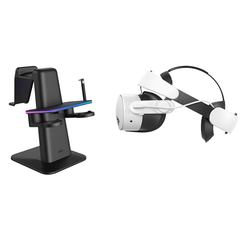KIWI design Charging Dock for Meta Quest 3S, Quest 3, Quest 2 or Quest Pro, Accredited by Meta and H4 Boost Battery Head Strap Compatible with Meta Quest 3 or Meta Quest 3S