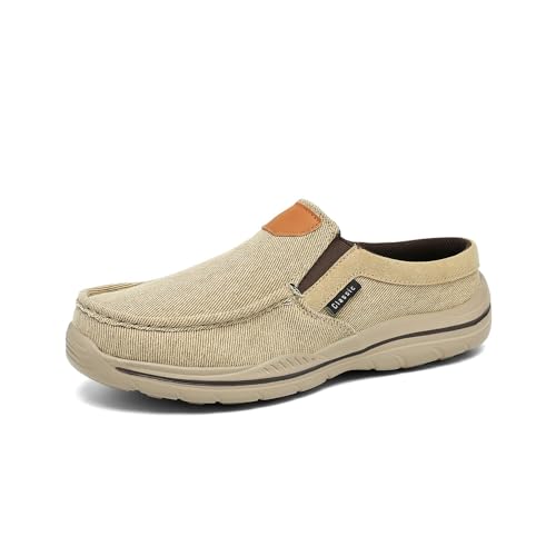 Mens Casual Anti Slip Loafers Hiking Outdoor Canvas Flat Shoes Breathable Comfortable Soft Bottom Driving Shoes