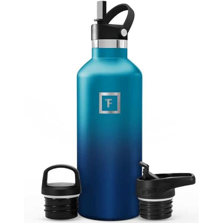 IRON FLASK Camping & Hiking Hydration Flask with Straw, BPA-Free Insulated Stainless Steel Sports Water Bottle - 32 oz Dark Night