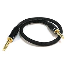 Monoprice Premier Series 1/4 Inch (TRS) Male to Male Cable Cord - 1.5 Feet- Black 16AWG (Gold Plated)