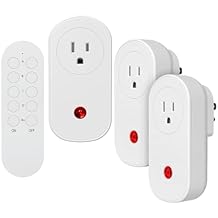 Remote Control Outlet, 15A Wireless Electrical Outlets Switch Plug for Christmas Lights, 130FT Long Range, Learning Code, FCC & ETL Listed, 3 Outlets + 1 Remote