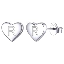ChicSilver Hypoallergenic 925 Sterling Silver Heart Initial Stud Earrings for Women Sensitive(with Gift Box)