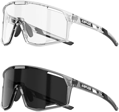KAPVOE Photochromic Cycling Glasses Men Women Clear Mountain Bike Sunglasses MTB Baseball Running Triathlon - K180