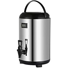 Insulated Beverage Dispenser, Stainless Steel Insulated Thermal Hot and Cold Beverage Dispenser with Thermometer, Beverage Carrier Ice Tea Dispenser Water Jug Beverage Cooler